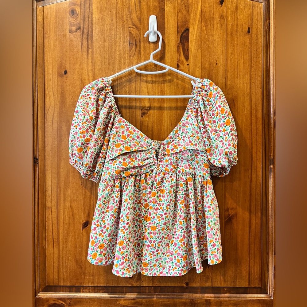 Entro Floral Puff Sleeve Top